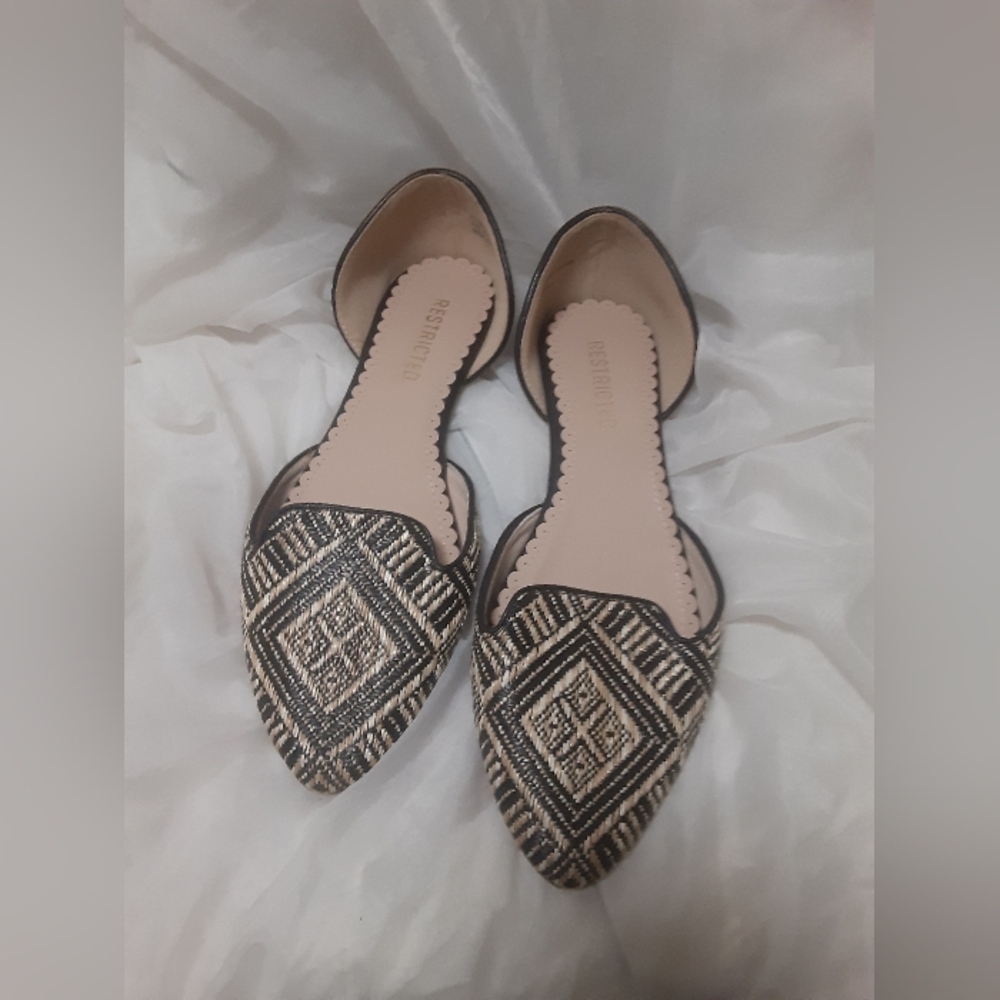 Bohemian Geometric Diamond Print Flat Woven Comfort Classic Shoes Women's 8½